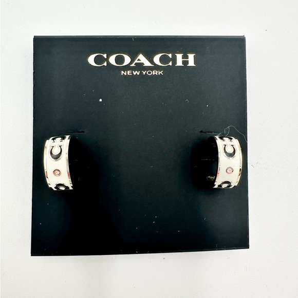 Coach Signature Enamel Huggie Earrings - Picture 2 of 4